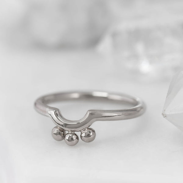 Silver Triple Granulation Nestling Wedding Ring