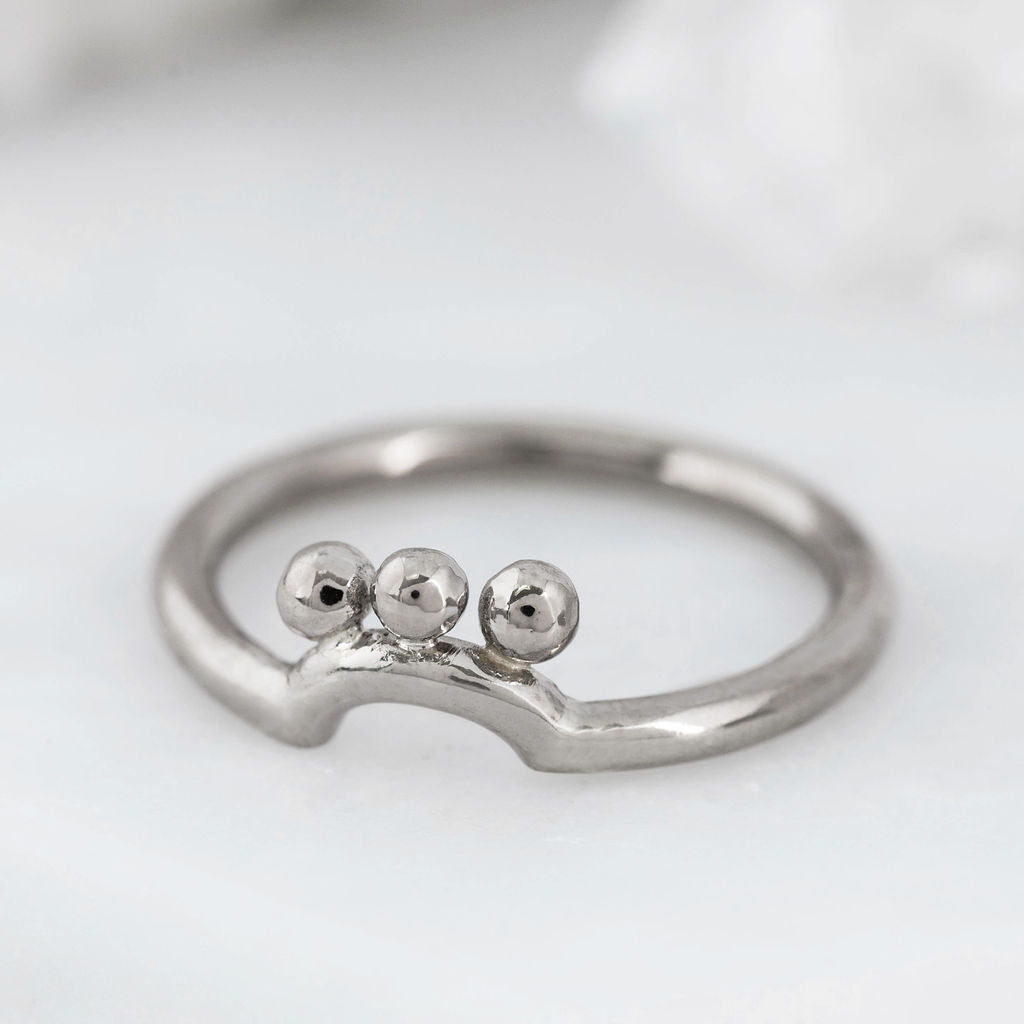 White Gold Triple Granulation Nestling Wedding Ring