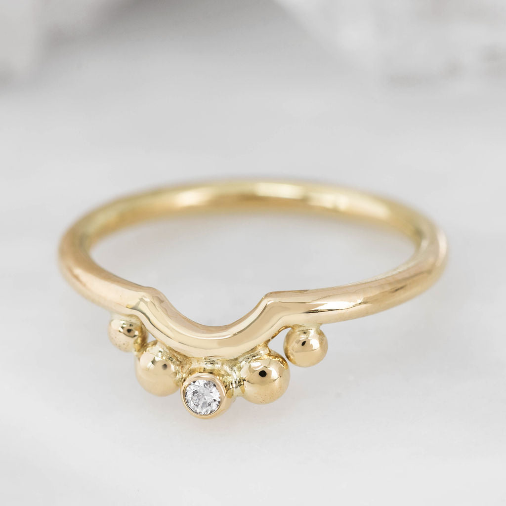 Gold Diamond and Granulation Nestling Wedding Ring