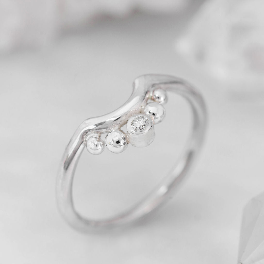 Platinum Diamond and Granulation Nestling Wedding Ring