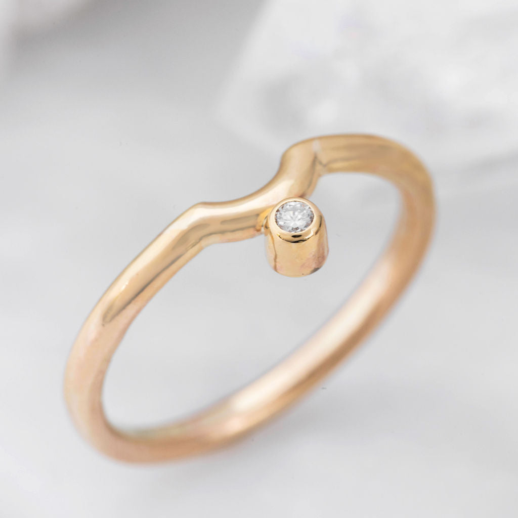 Gold with Diamond Nestling Wedding Ring