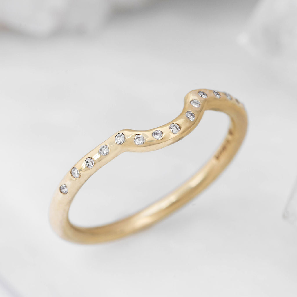 Gold Diamond Studded Nestling Wedding Ring