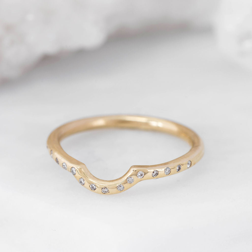 Gold Diamond Studded Nestling Wedding Ring