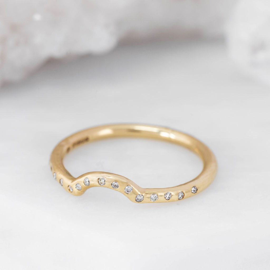 Gold Diamond Studded Nestling Wedding Ring