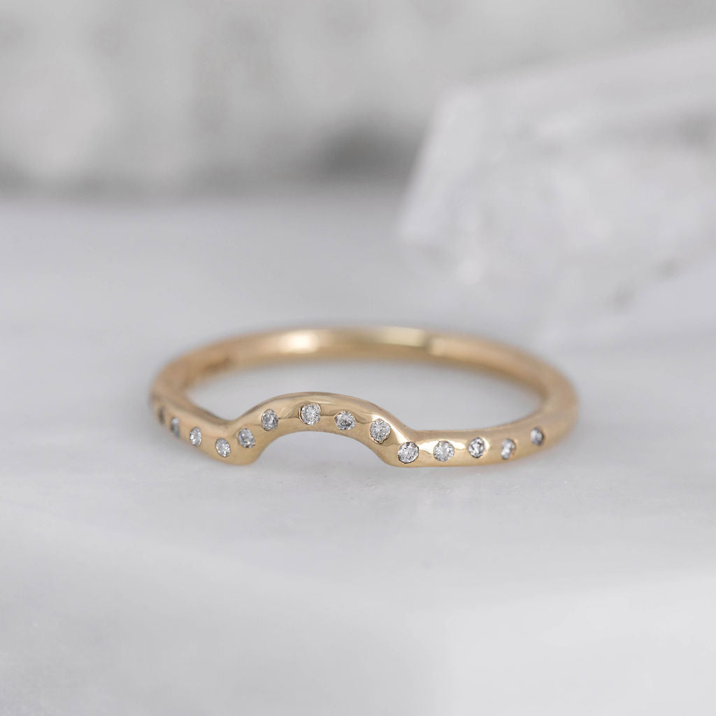 Gold Diamond Studded Nestling Wedding Ring