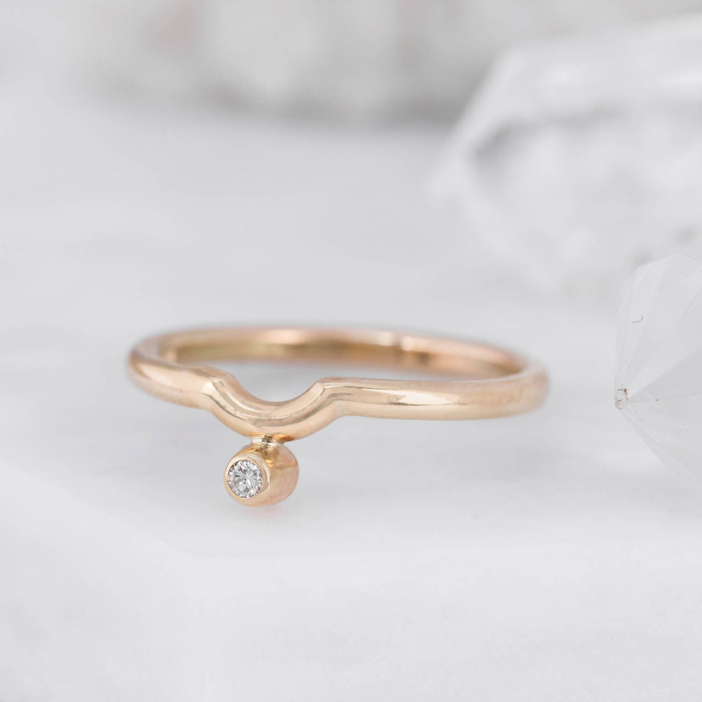 Gold with Diamond Nestling Wedding Ring
