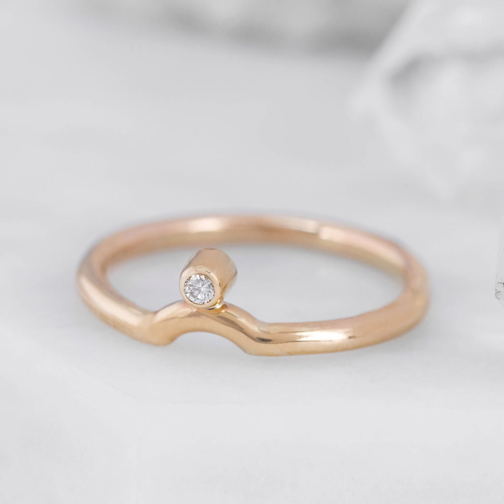 Gold with Diamond Nestling Wedding Ring
