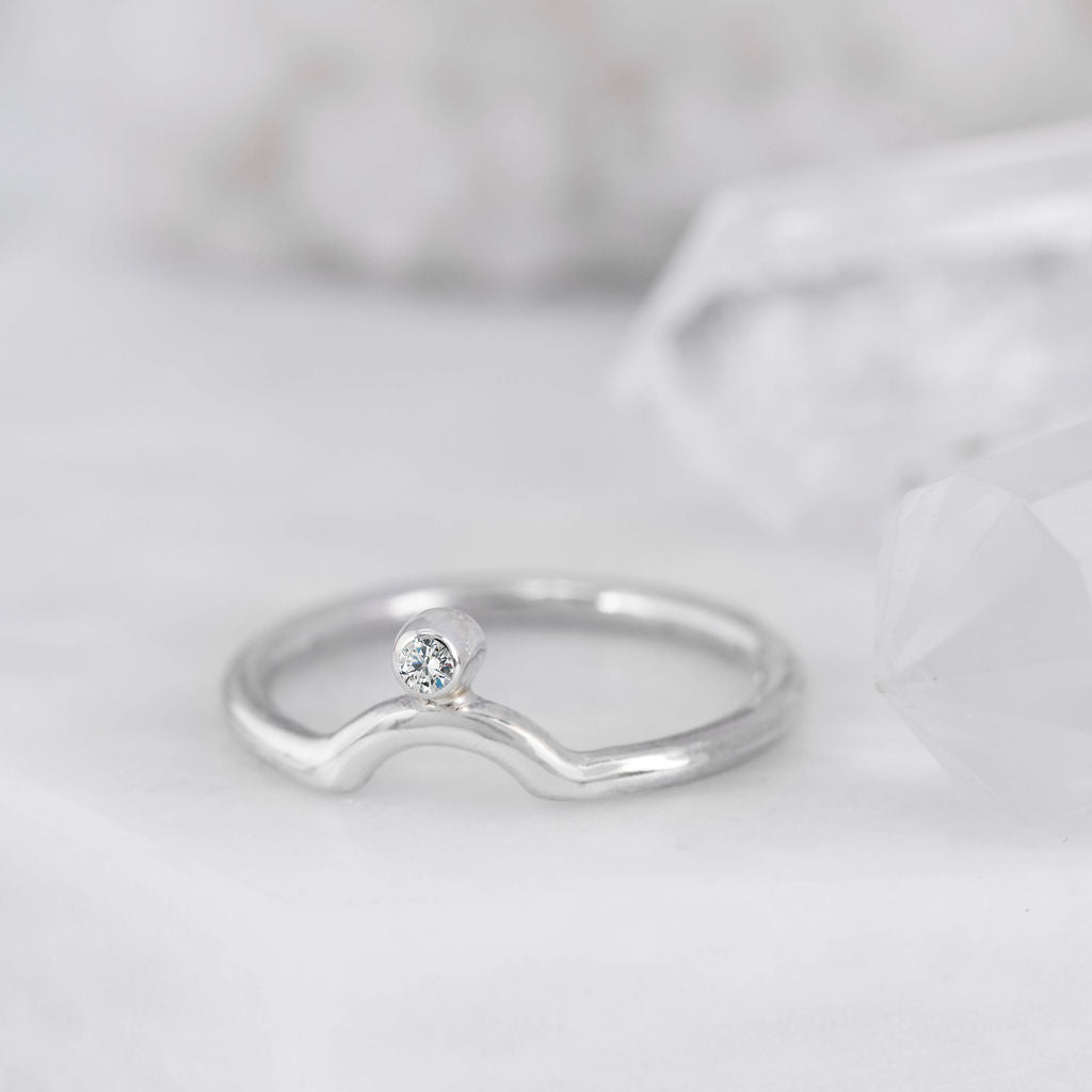 Silver with Diamond Nestling Wedding Ring