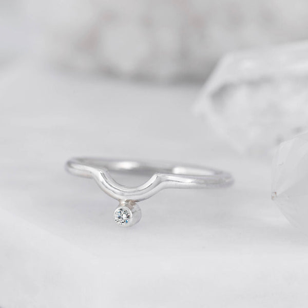 Silver with Diamond Nestling Wedding Ring