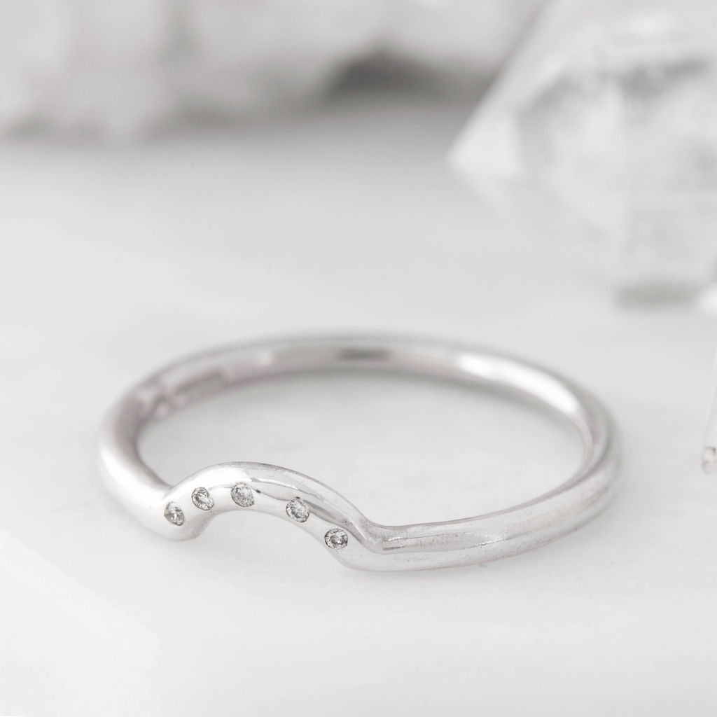 White Gold Diamond Studded Nestling Wedding Ring