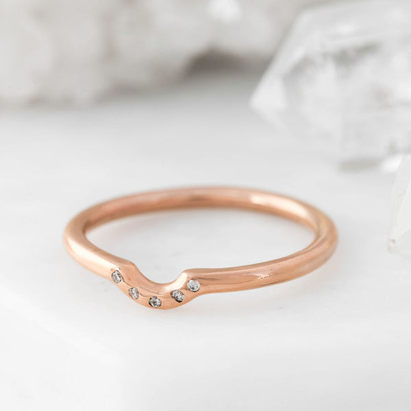 Rose Gold Diamond Studded Nestling Wedding Ring