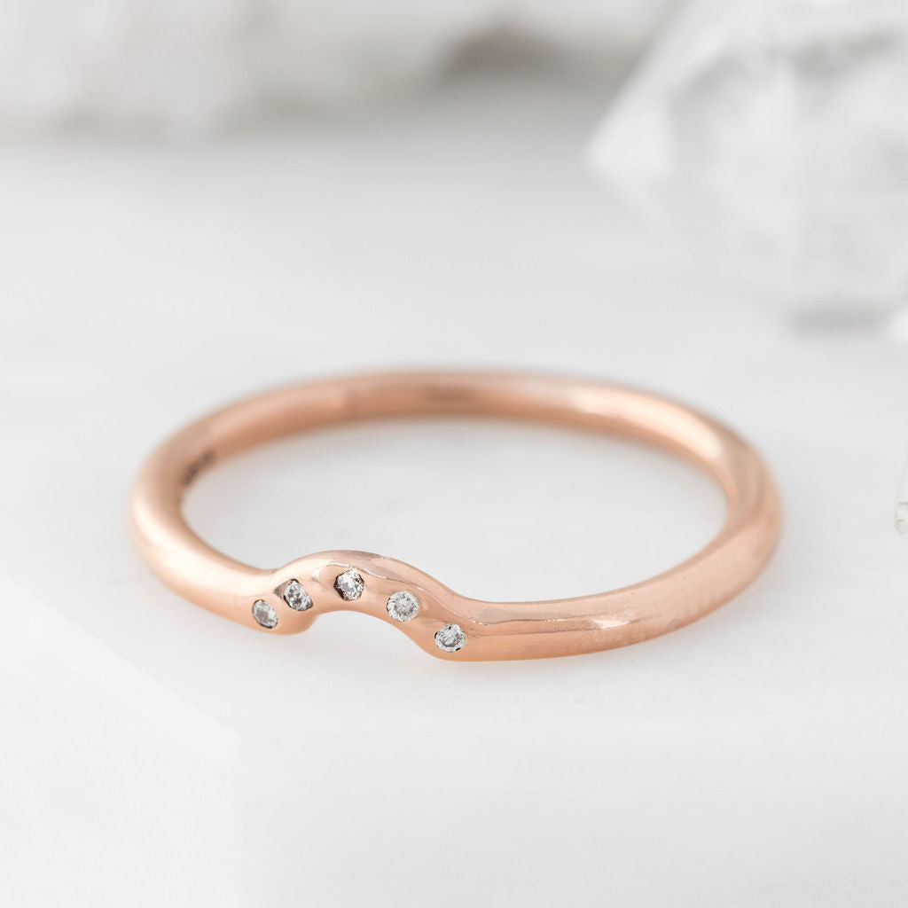 Rose Gold Diamond Studded Nestling Wedding Ring