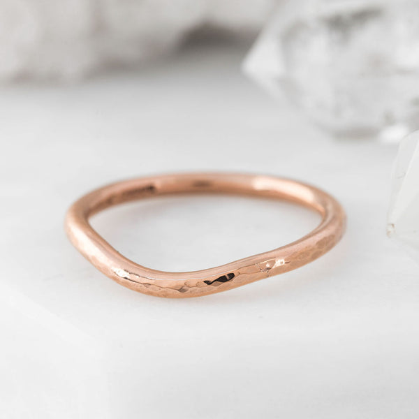Dimpled Rose Gold Curve Wedding Band