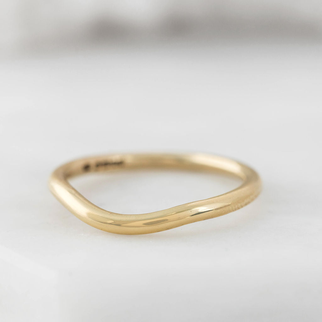 Gold Curve Wedding Band