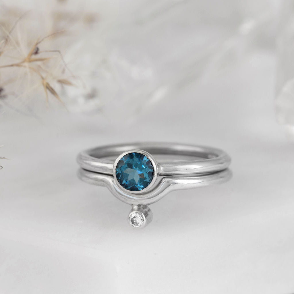 Silver with Diamond Nestling Wedding Ring