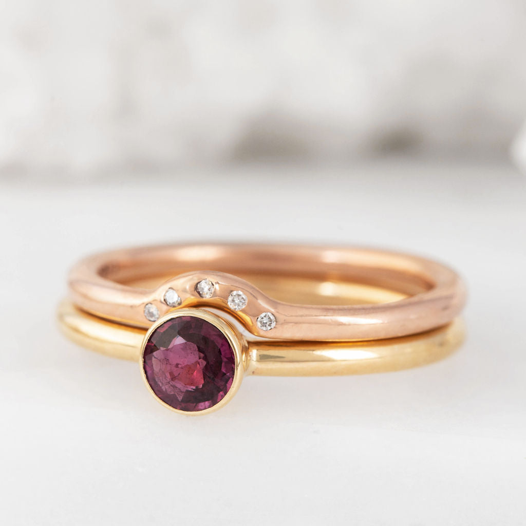 Rose Gold Diamond Studded Nestling Wedding Ring