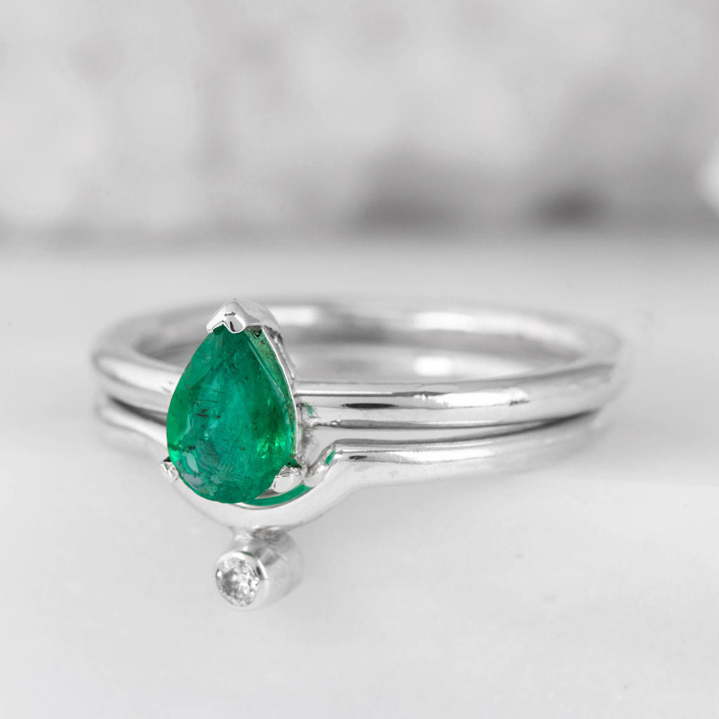 Silver with Diamond Nestling Wedding Ring