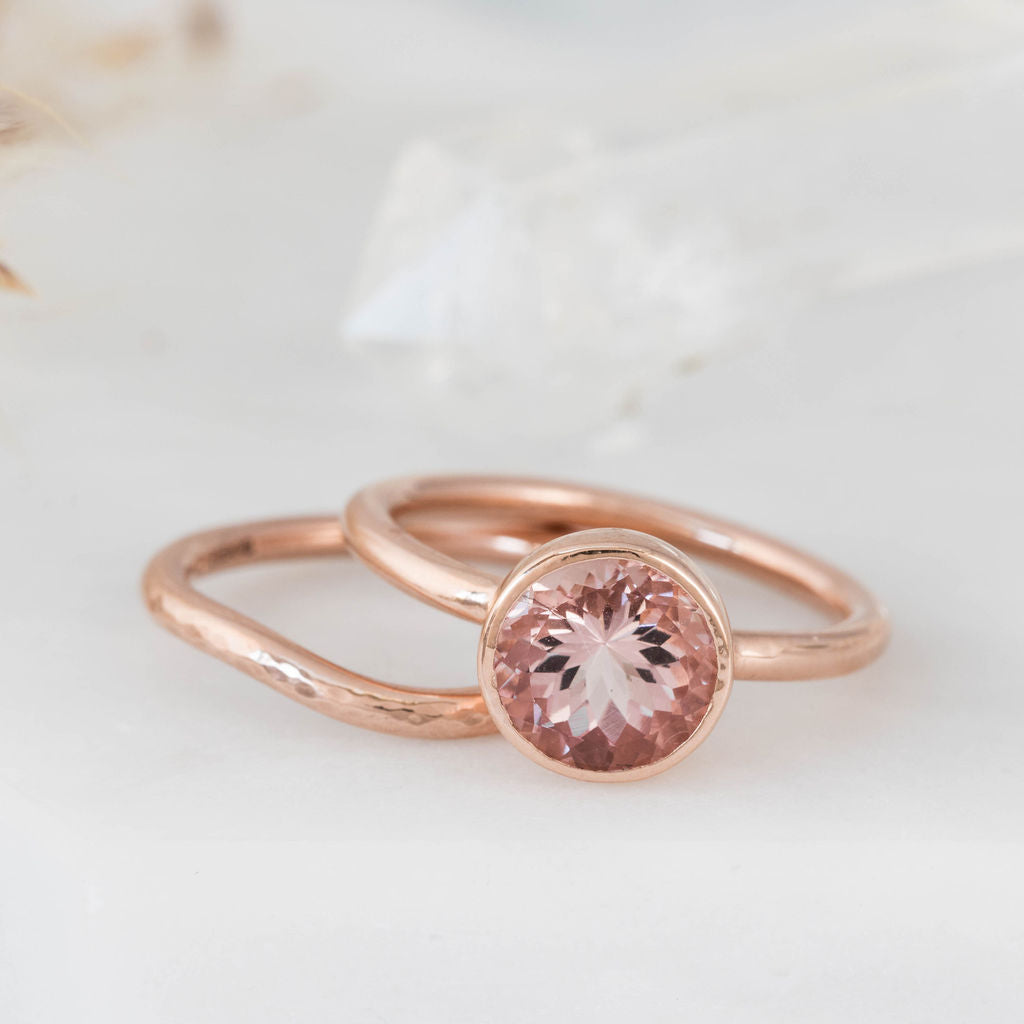 Dimpled Rose Gold Curve Wedding Band