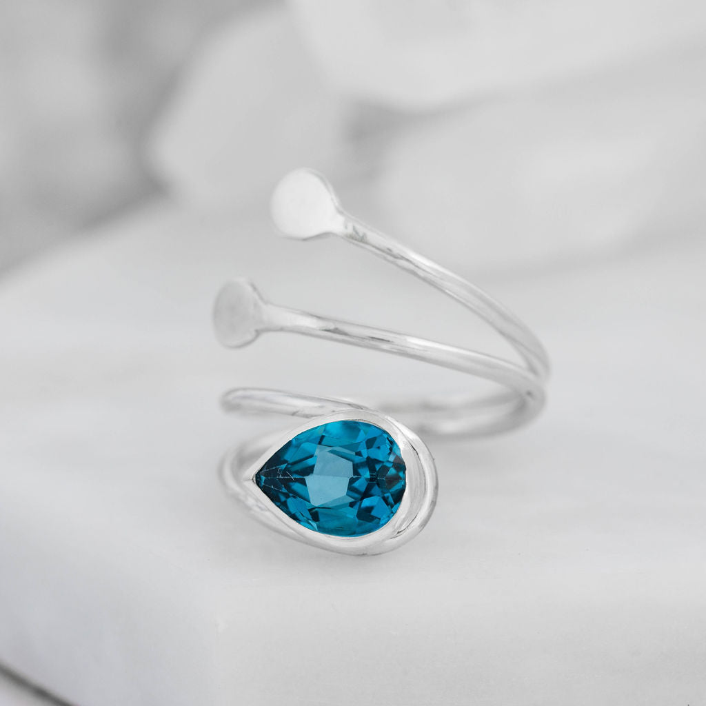 Tidal Torque Ring with London Blue Topaz