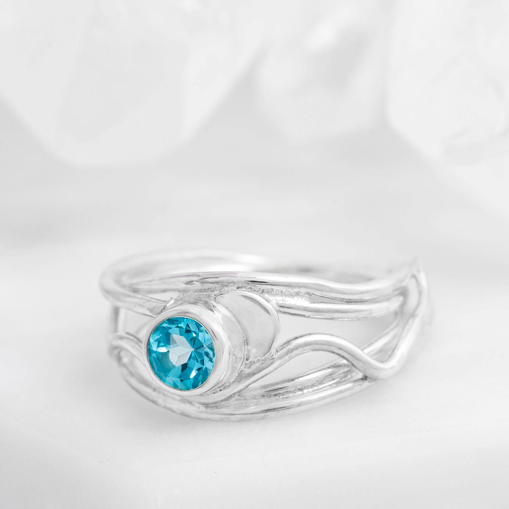 Tidal Ring with Blue Topaz #2