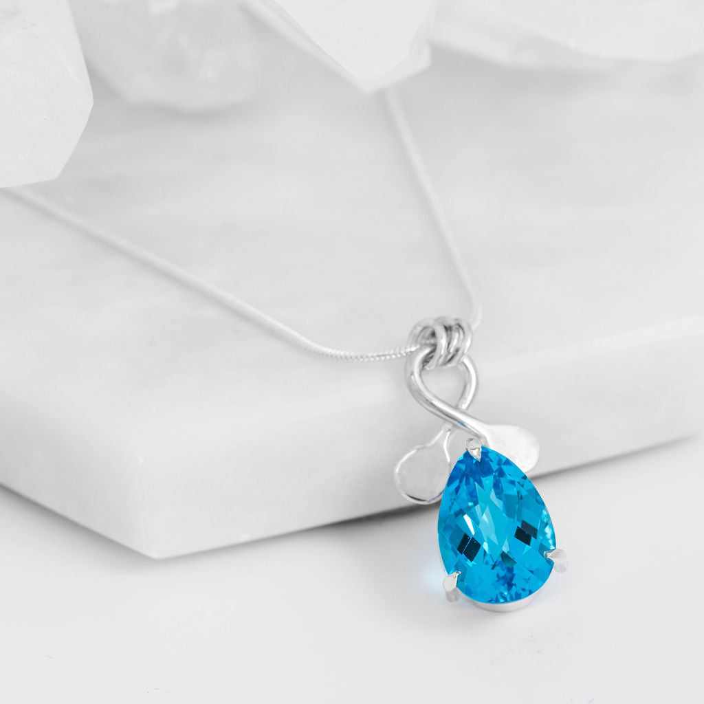 Swiss Blue Topaz Tidal Pendant