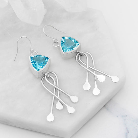 Tidal Trillion Sky Blue Topaz Earrings