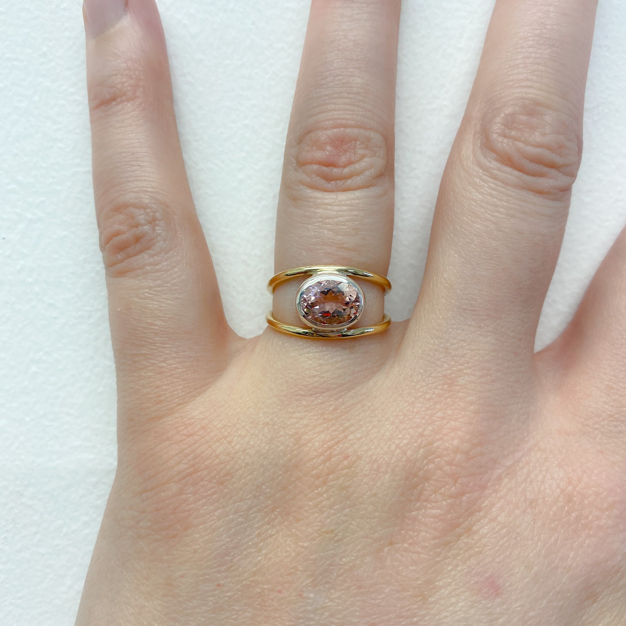 Morganite and Gold Split Ring