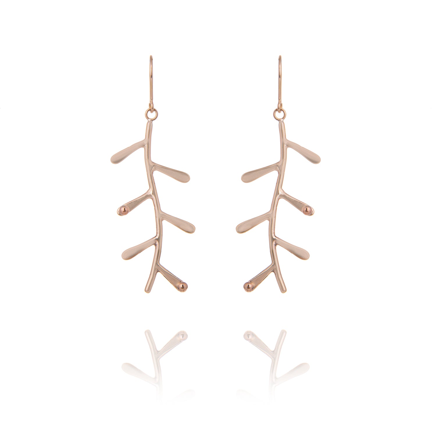 Gold Long Fern Earrings