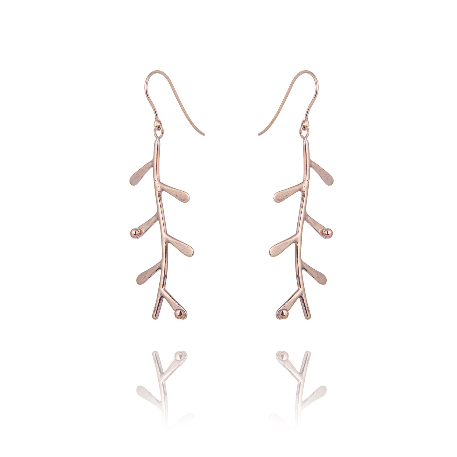 Gold Long Fern Earrings