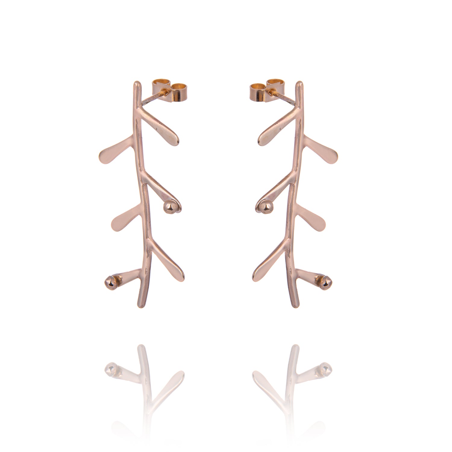 Gold Long Fern Earrings