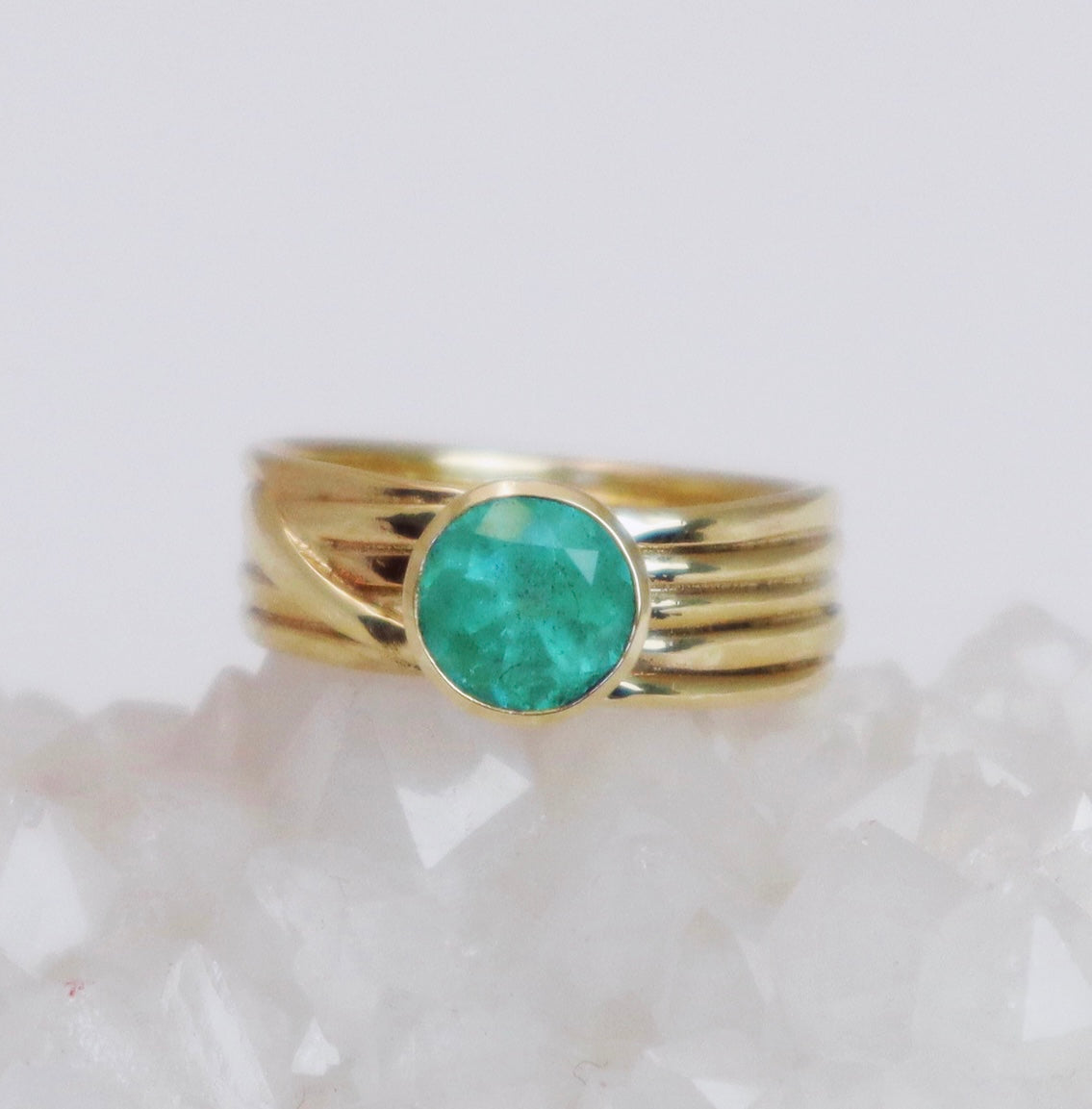 Gold Wrapped Ring with Emerald