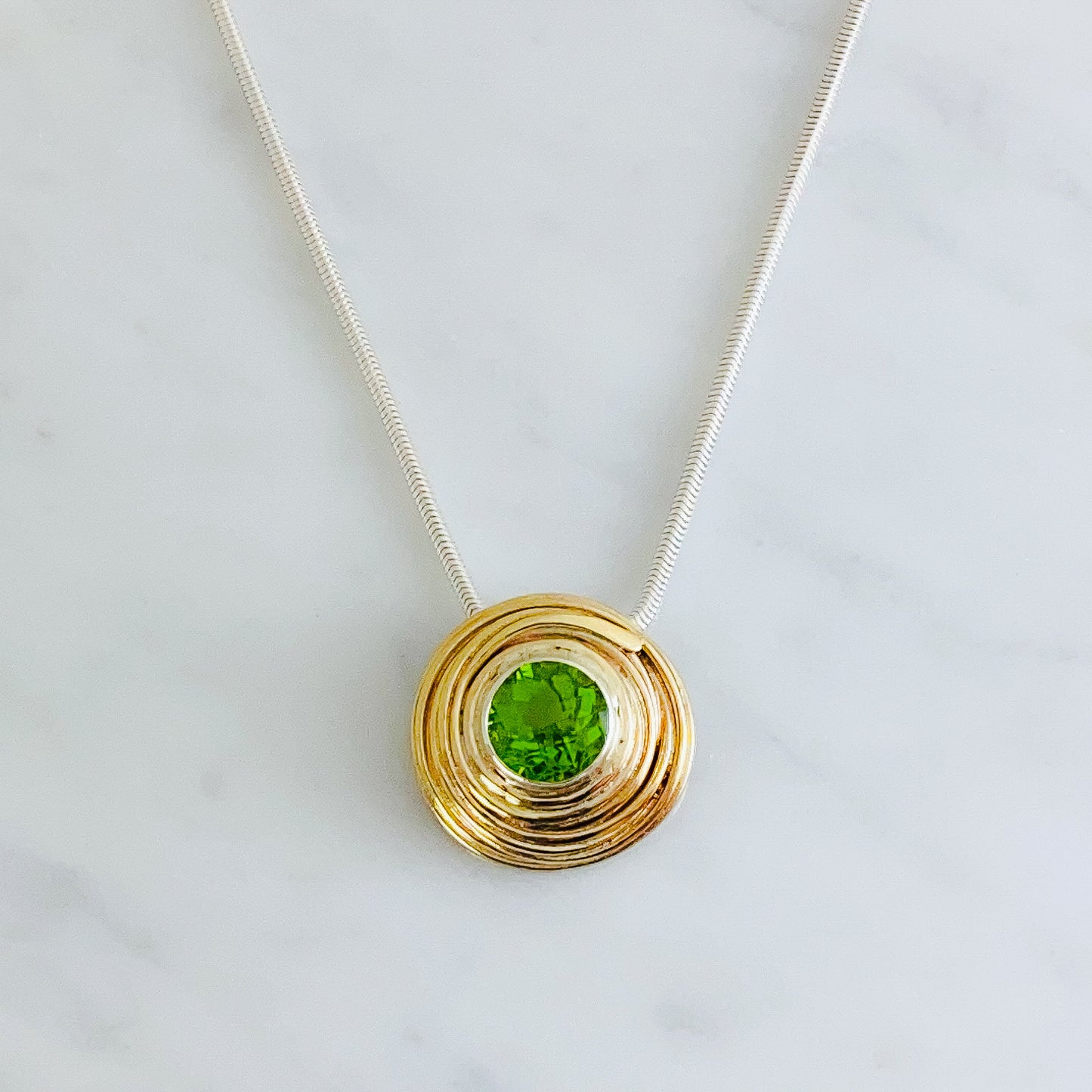 Togetherness Peridot and Gold Wrapped Pendant