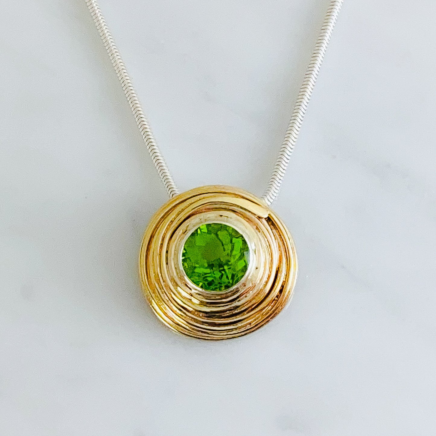 Togetherness Peridot and Gold Wrapped Pendant