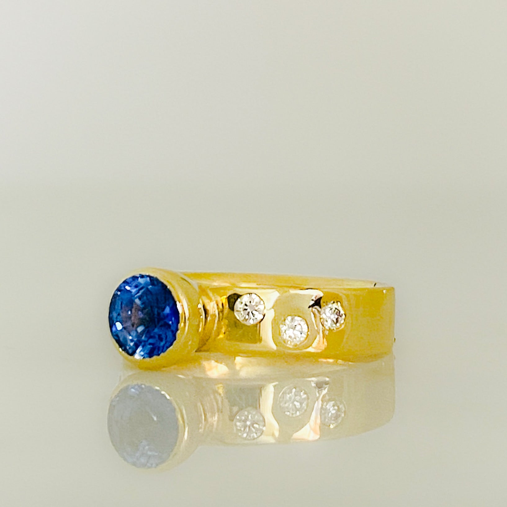 Gold, Sapphire and Diamond Serendipity Engagement Ring