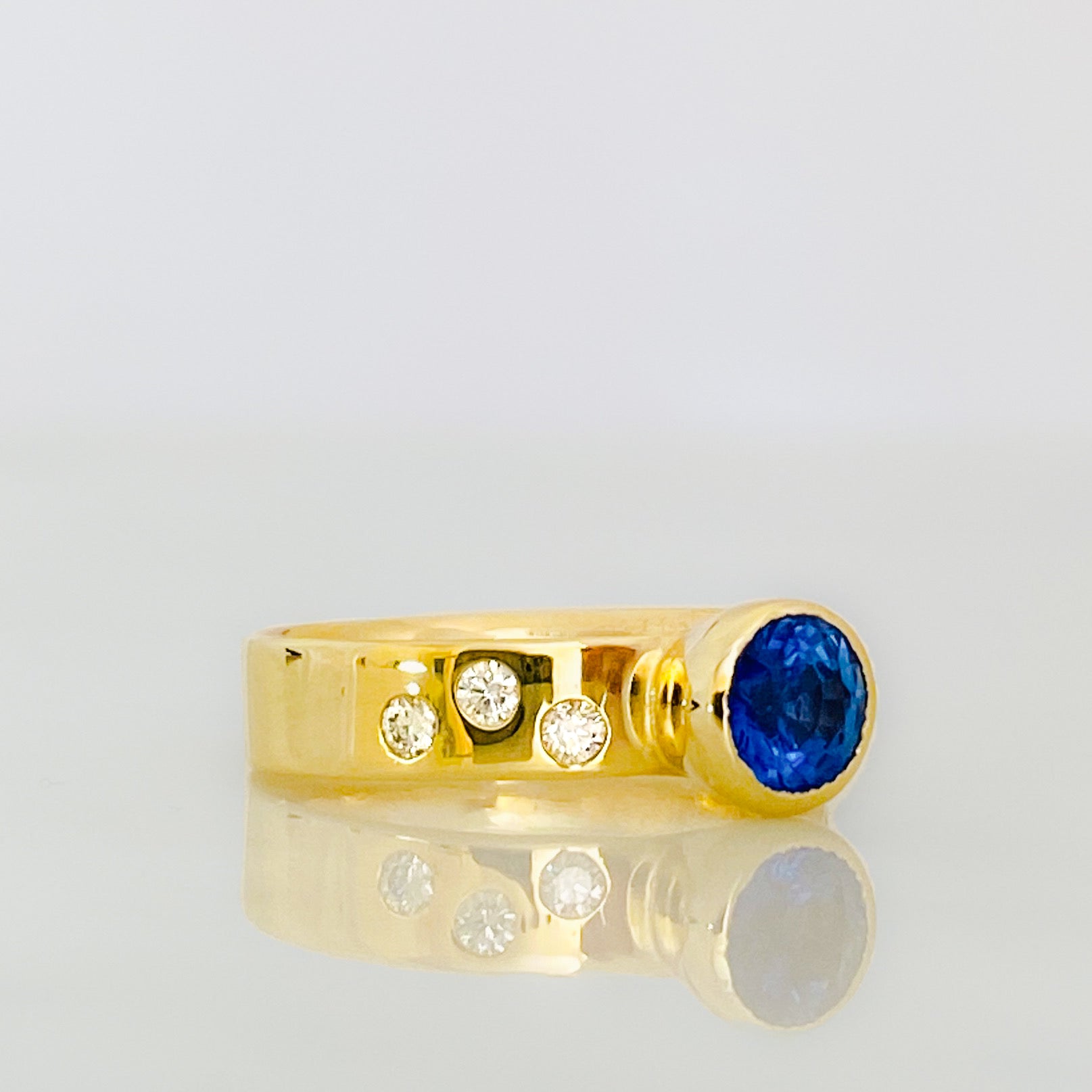 Gold, Sapphire and Diamond Serendipity Engagement Ring