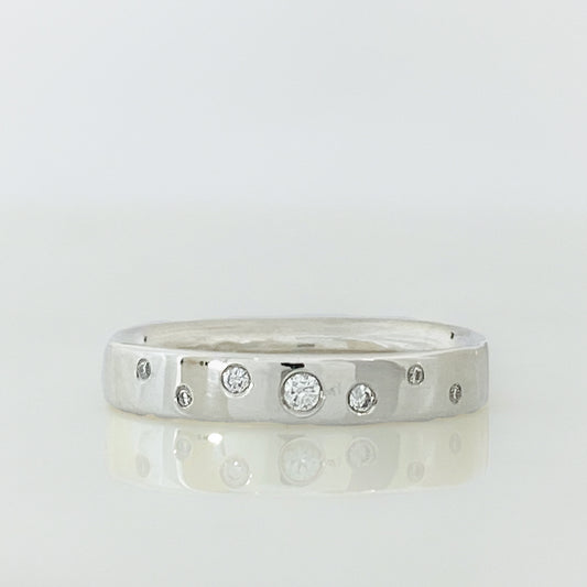 White Gold Serendipity Diamond Scatter Ring (4mm wide)