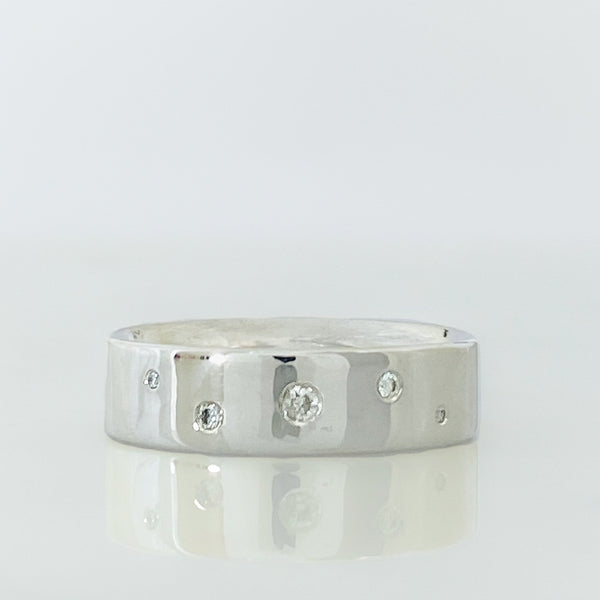 White Gold Serendipity Diamond Scatter Ring (6mm wide)