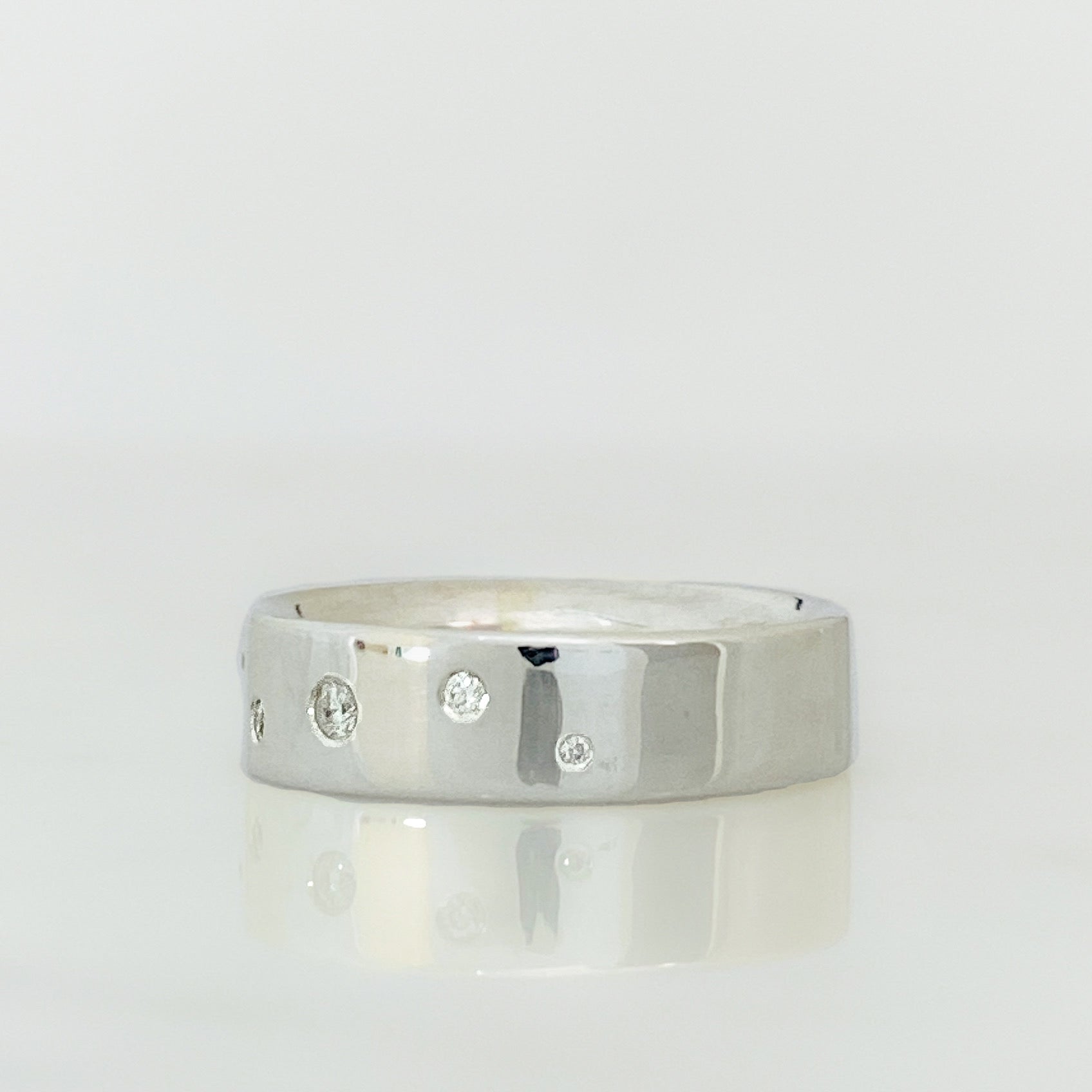 White Gold Serendipity Diamond Scatter Ring (6mm wide)