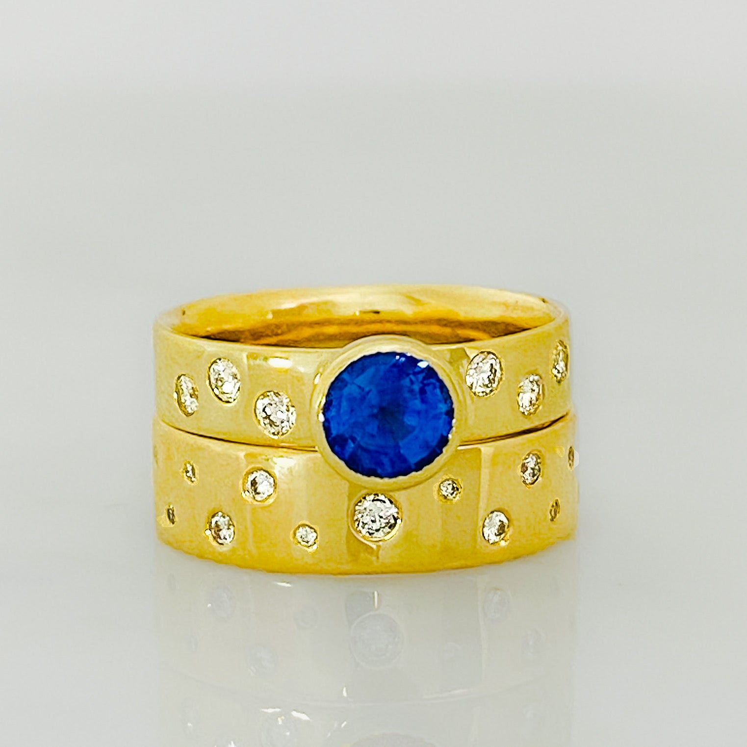 Gold, Sapphire and Diamond Serendipity Engagement Ring