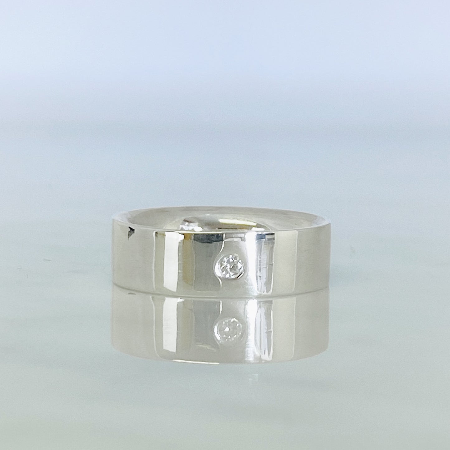 Silver and Diamond Classic Wedding Ring