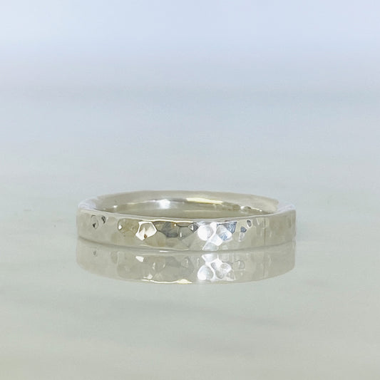 White Gold Dimpled Wedding Ring