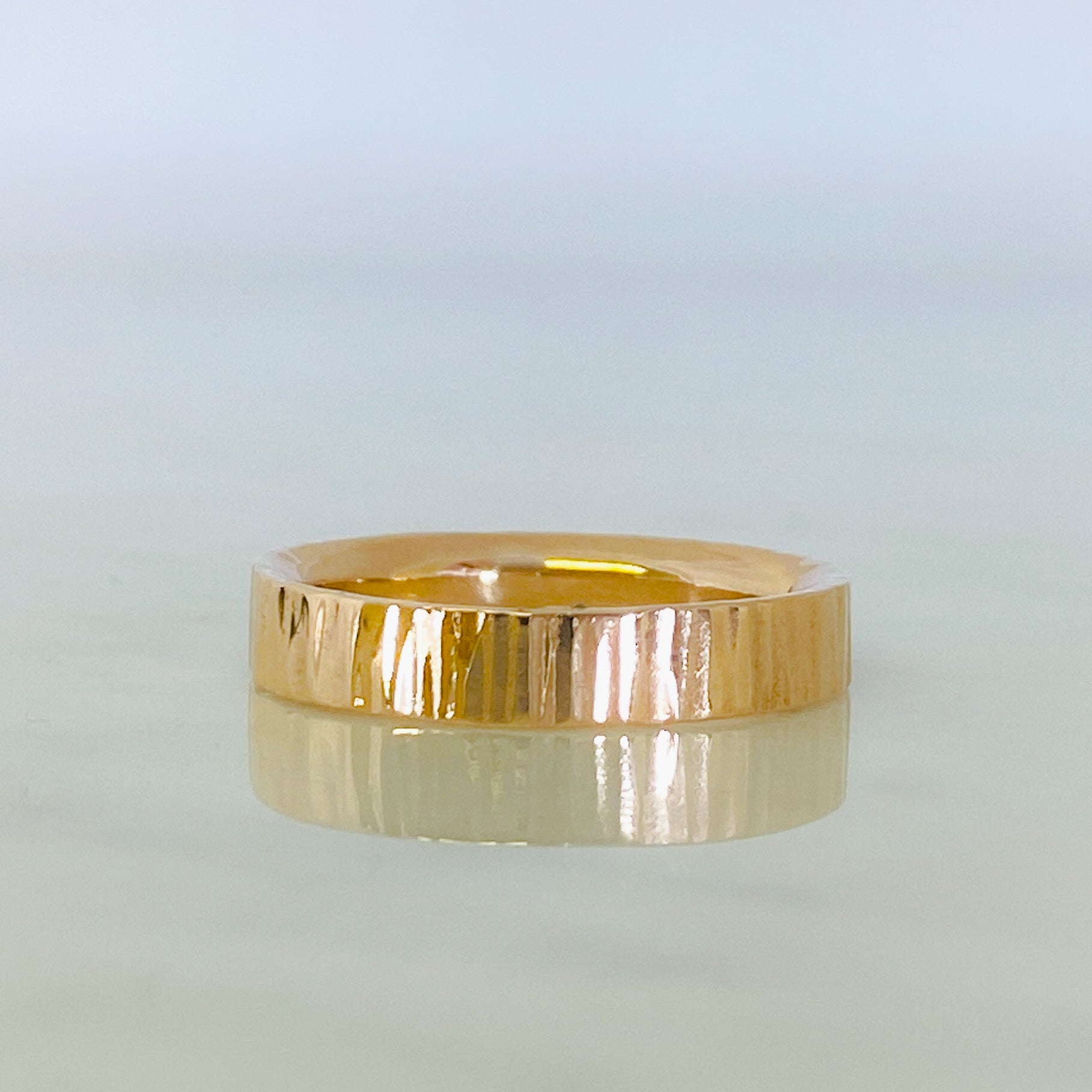 Rose Gold Striped Wedding Ring