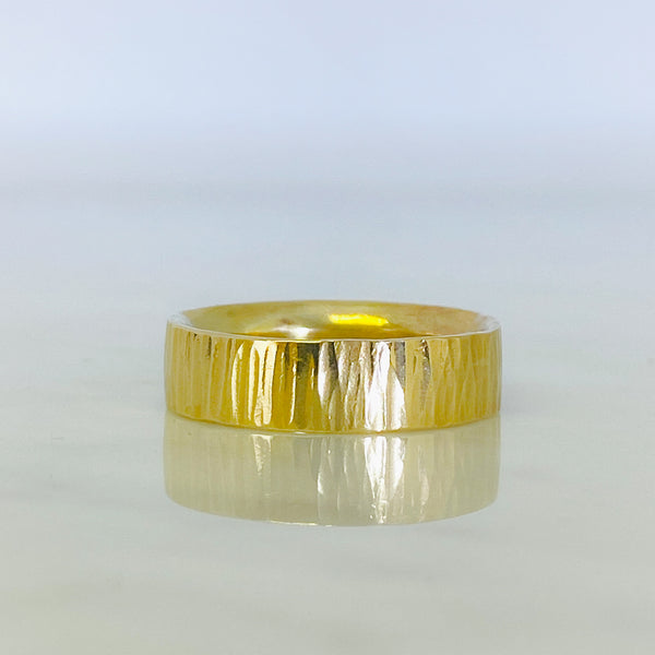 Gold Striped Wedding Ring