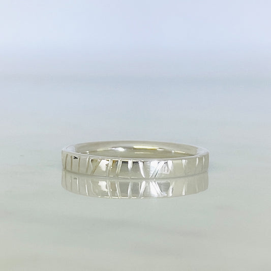White Gold Hand Drawn Wedding Ring