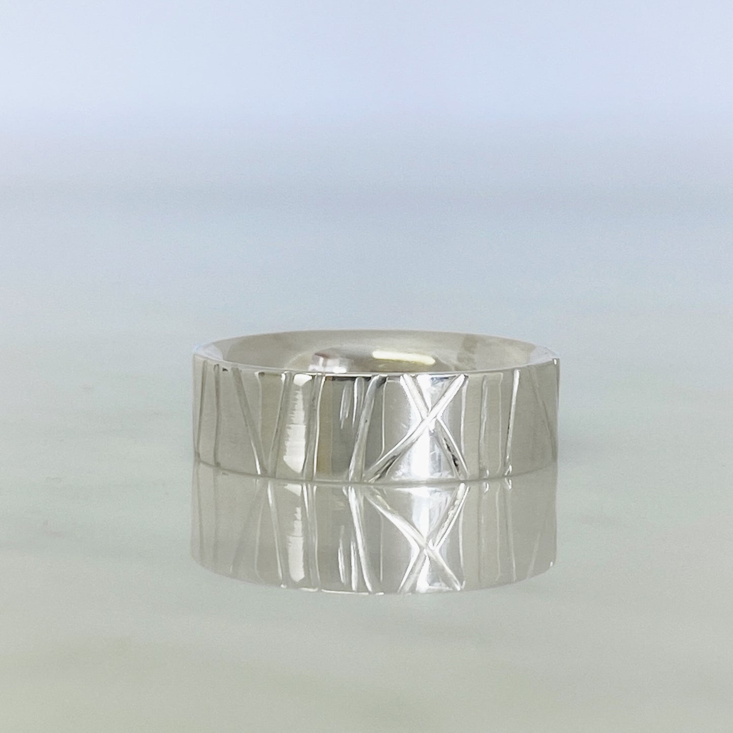 White Gold Hand Drawn Wedding Ring