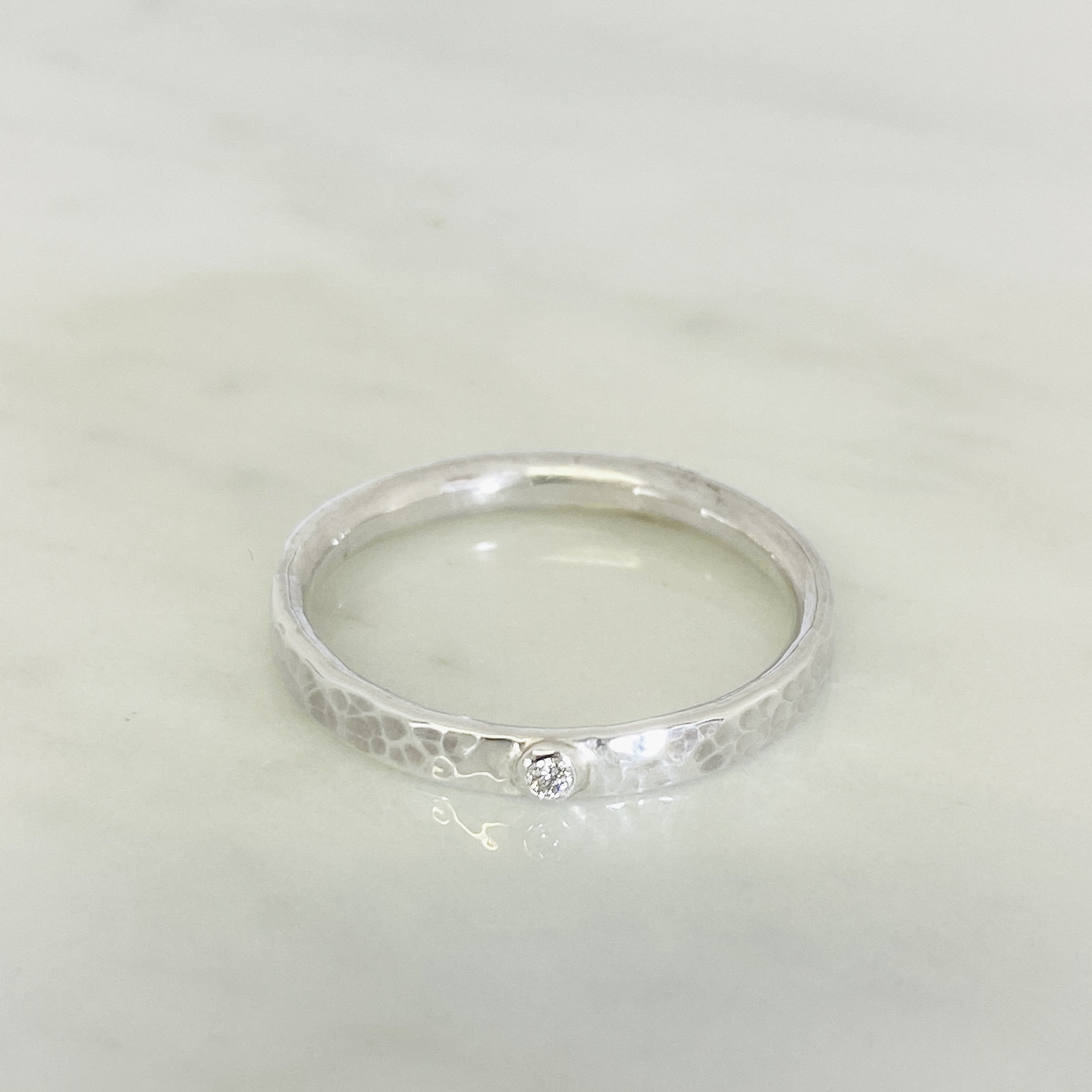 Platinum Diamond Dimpled Wedding Ring