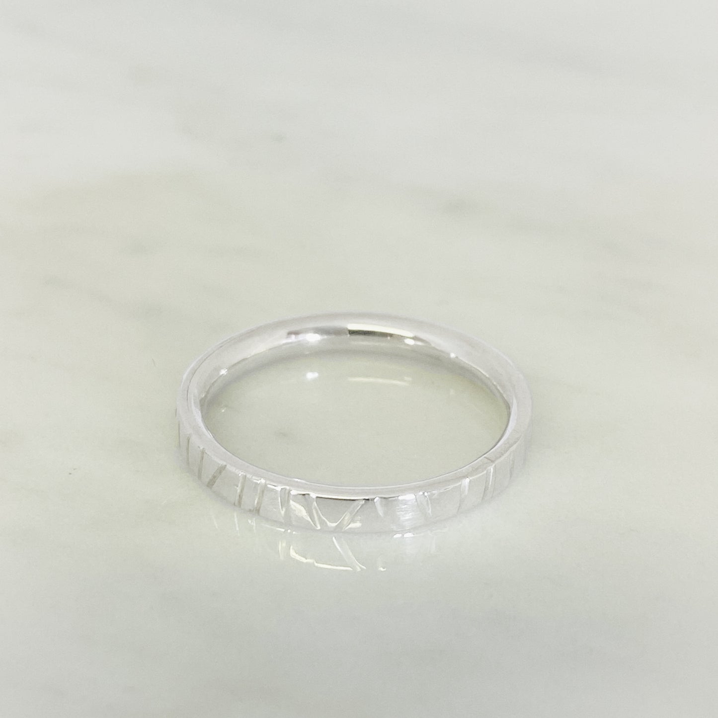 White Gold Hand Drawn Wedding Ring