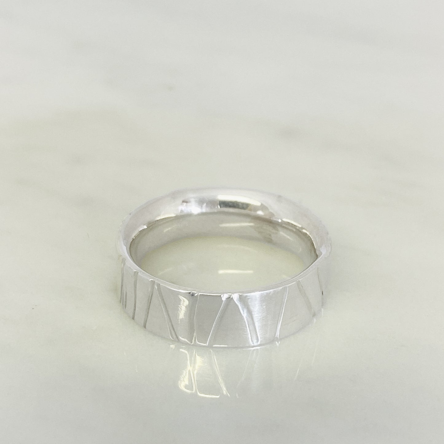 White Gold Hand Drawn Wedding Ring
