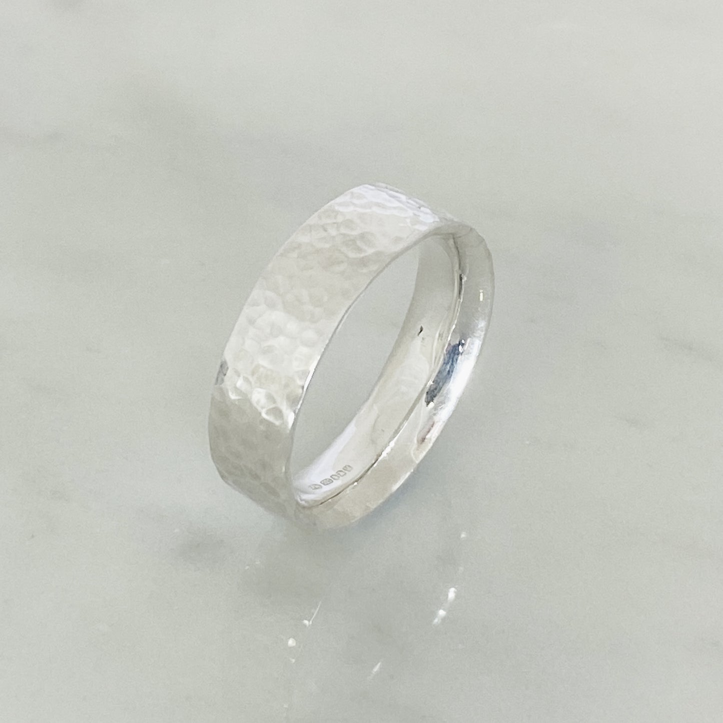 White Gold Dimpled Wedding Ring