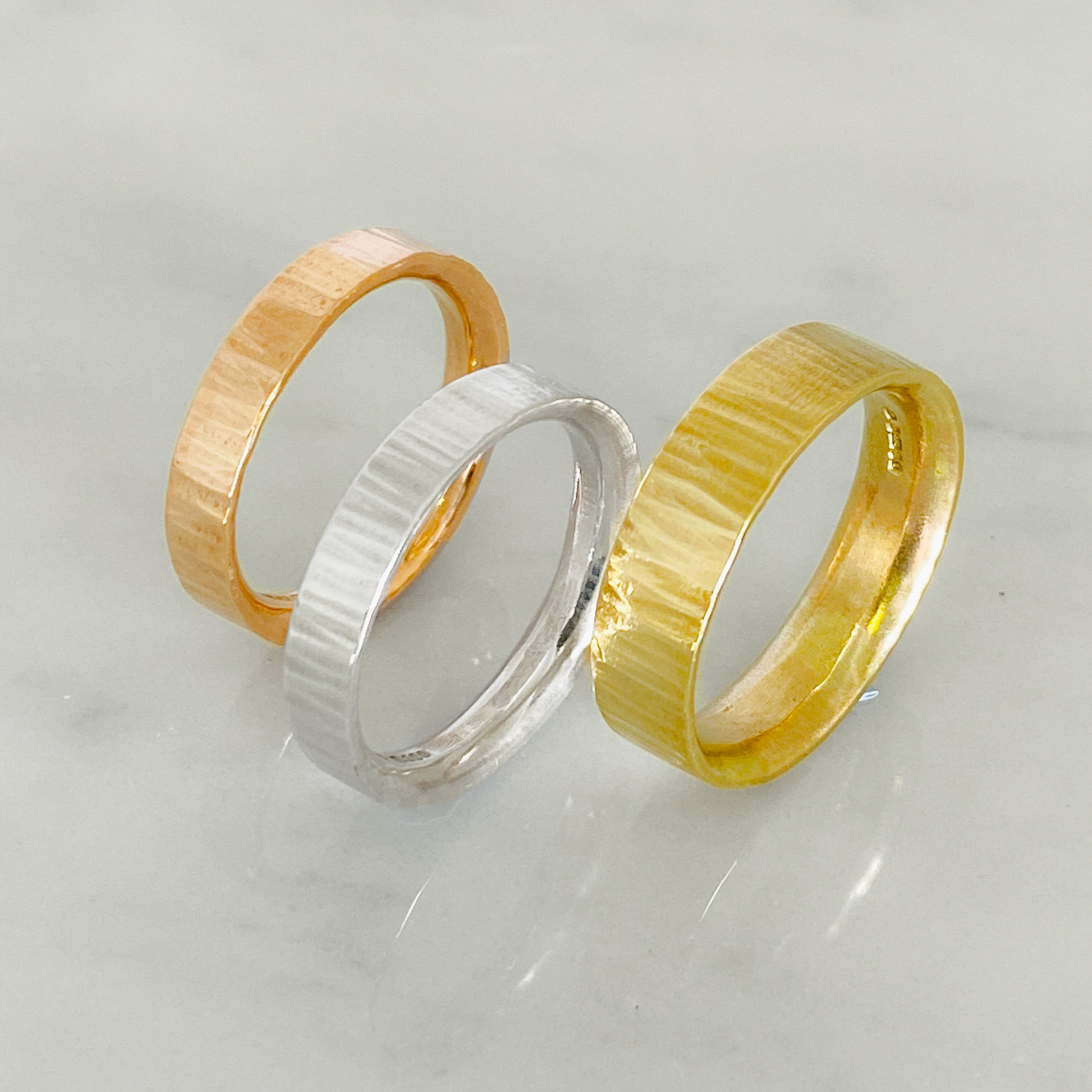 Rose Gold Striped Wedding Ring